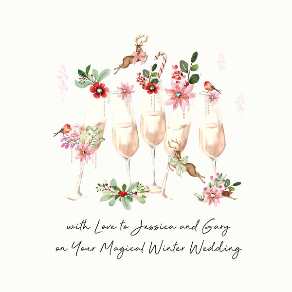 with Love on Your Magical Winter Wedding (Festive Prosecco/Champagne Glasses)