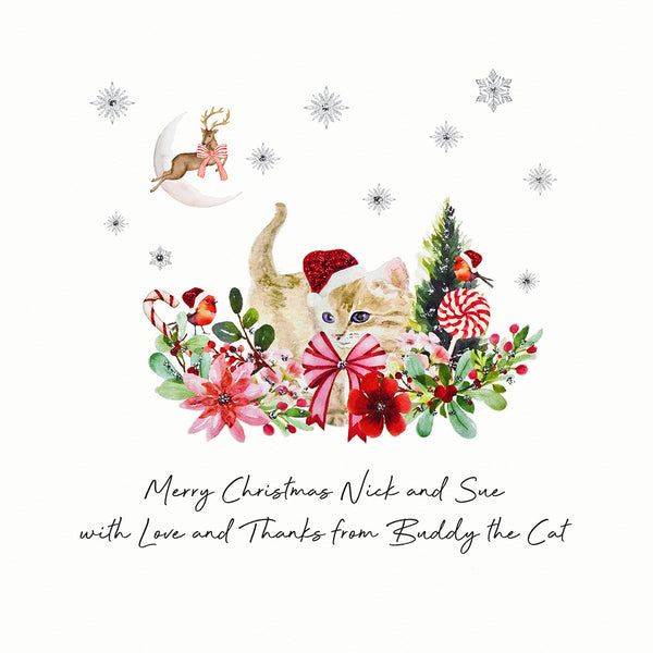 Merry Christmas with Love and Thanks from the Cat (Festive Cat)