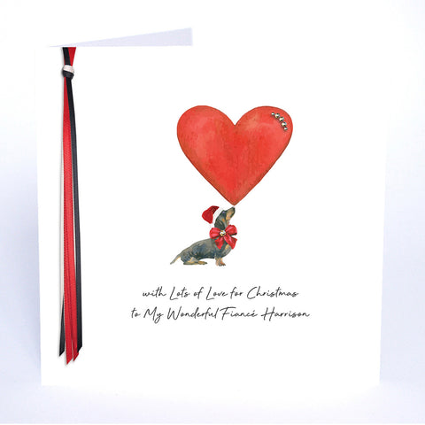 PERSONALISE FOR HIM… with Lots of Love for Christmas to My Wonderful Fiancé (Dashund Heart)