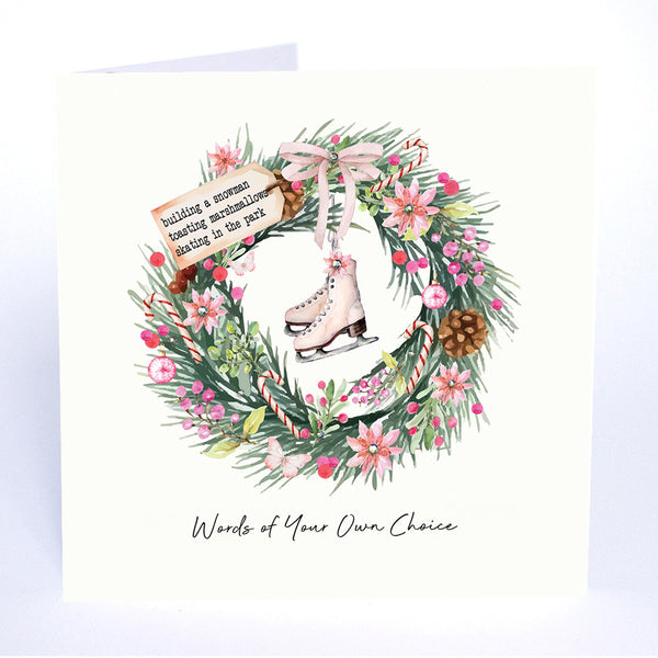 Words of Your Own Choice (Ice Skates Christmas Wreath)