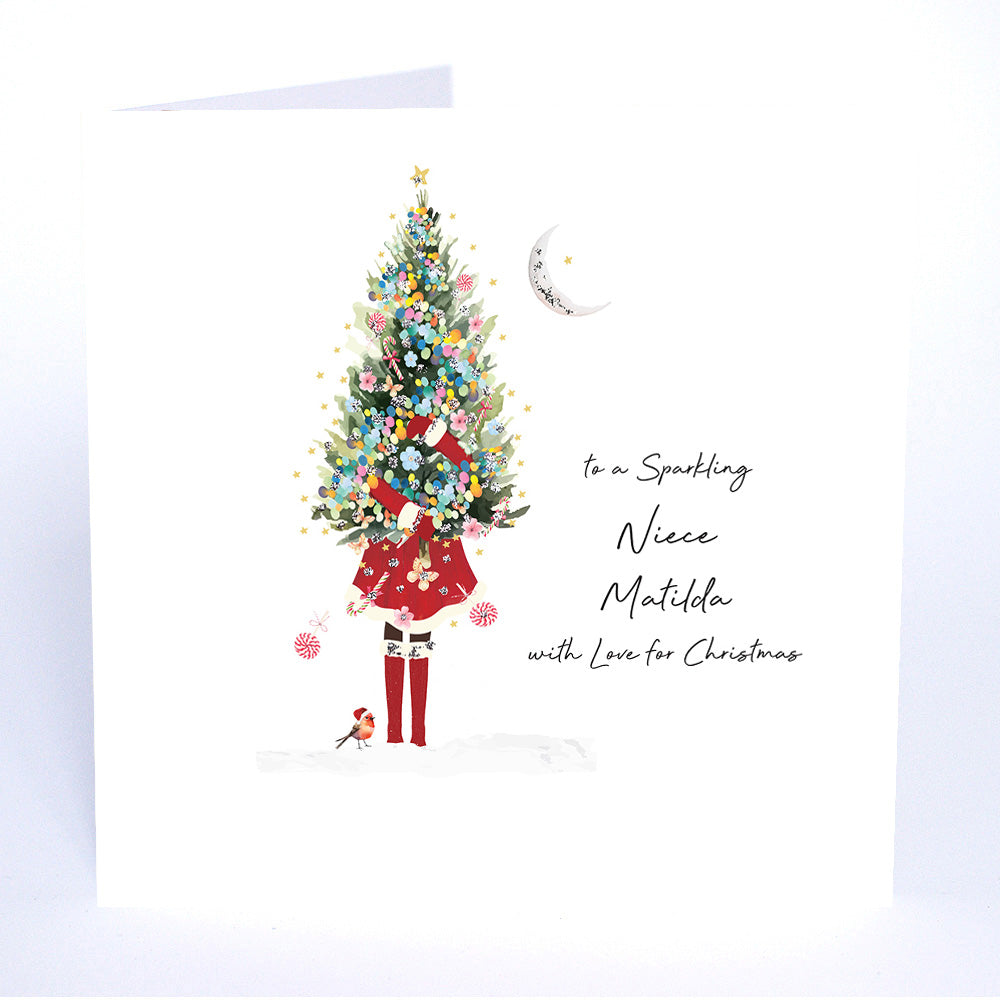 PERSONALISE FOR HER… to a Sparkling Niece with Love for Christmas (Lady Tree)