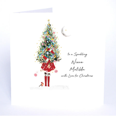 PERSONALISE FOR HER… to a Sparkling Niece with Love for Christmas (Lady Tree)