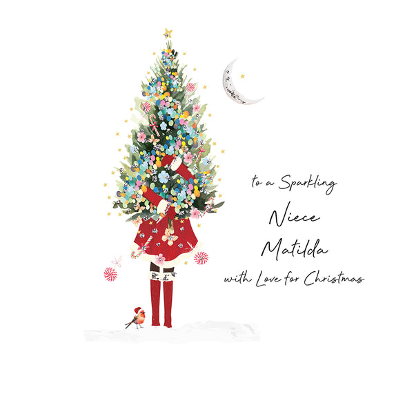 PERSONALISE FOR HER… to a Sparkling Niece with Love for Christmas (Lady Tree)