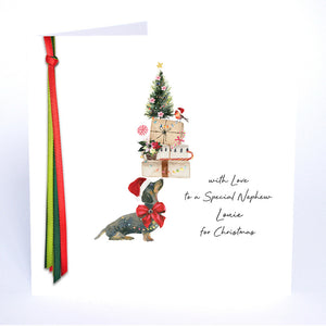 PERSONALISE FOR HIM… with Love to a Special Nephew for Christmas (Dashund Presents)