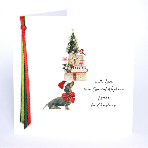 PERSONALISE FOR HIM… with Love to a Special Nephew for Christmas (Dashund Presents)