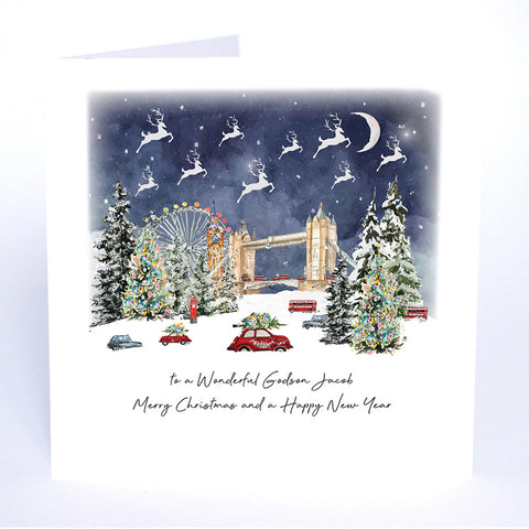 PERSONALISE FOR HIM… to a Wonderful Godson Merry Christmas and a Happy New Year (London)