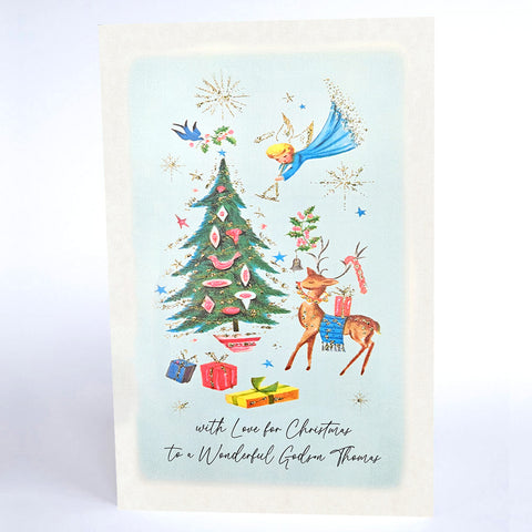 PERSONALISE FOR HIM… with Love for Christmas to a Wonderful Godson (Tree Presents Reindeer)