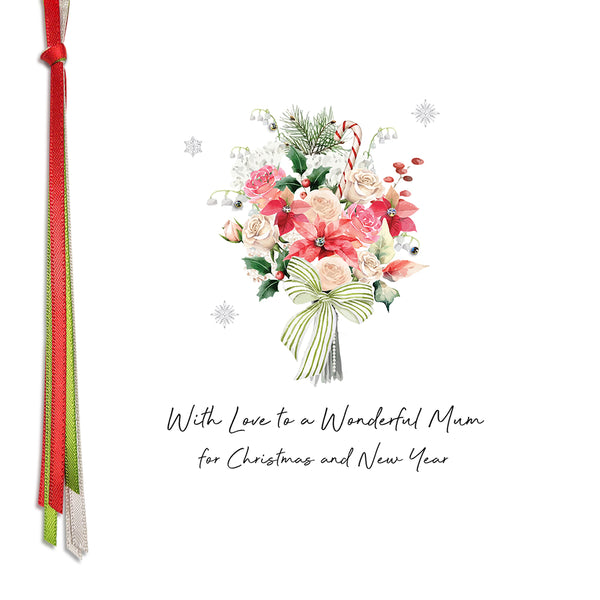 PERSONALISE FOR HER… with Love to a Wonderful Mum for Christmas and New Year (Bouquet)