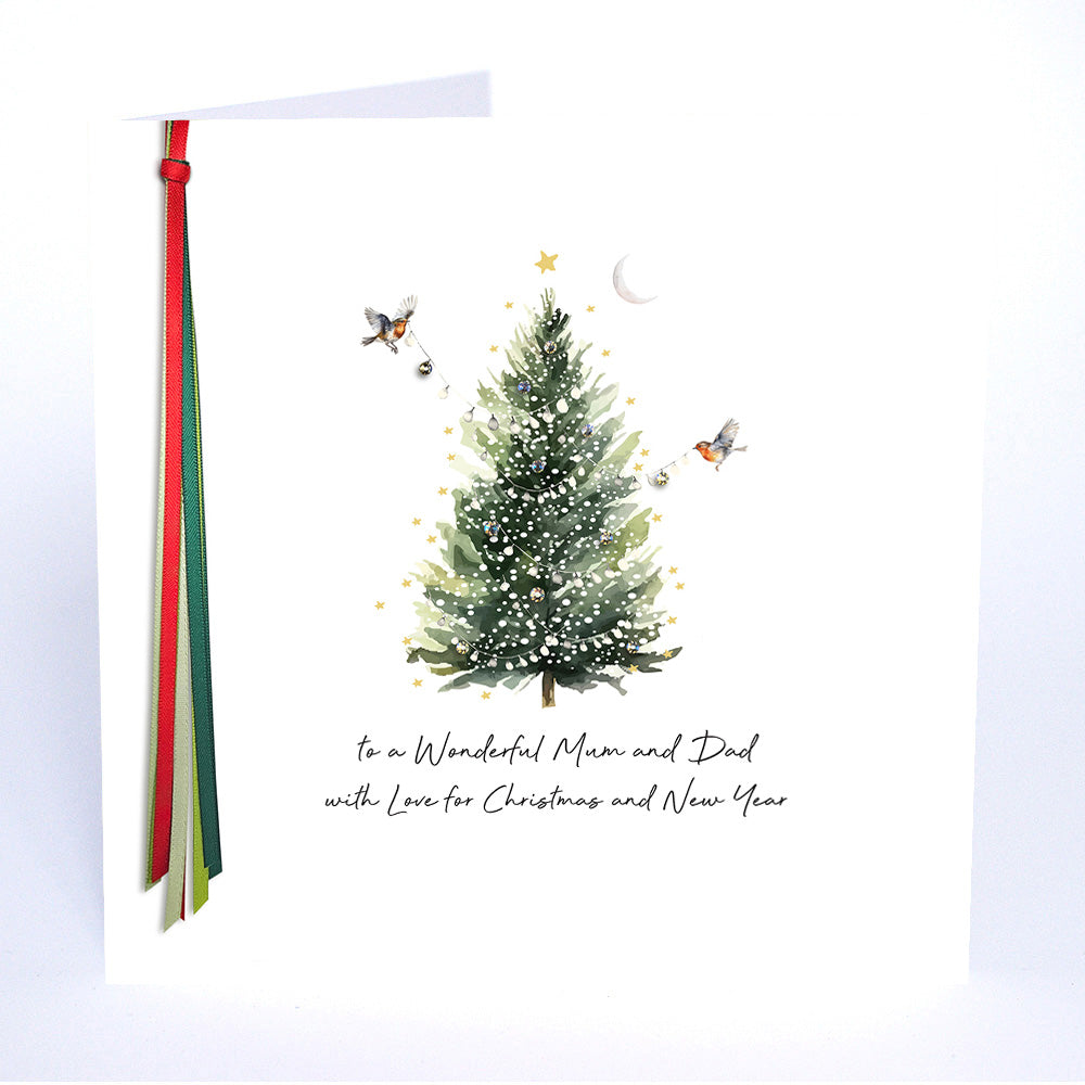 PERSONALISE FOR THEM… to a Wonderful Mum and Dad with Love for Christmas and New Year (Tree Robins)