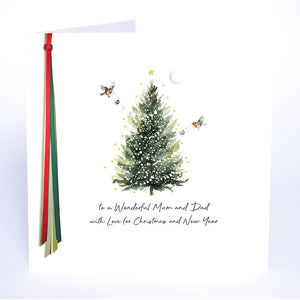 PERSONALISE FOR THEM… to a Wonderful Mum and Dad with Love for Christmas and New Year (Tree Robins)