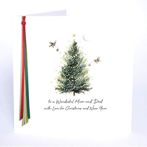 PERSONALISE FOR THEM… to a Wonderful Mum and Dad with Love for Christmas and New Year (Tree Robins)