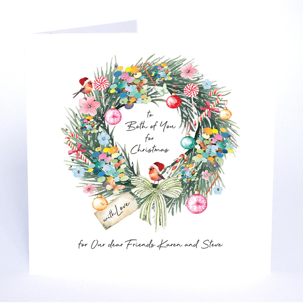 PERSONALISE FOR THEM… to Both of You for Christmas with Love for Our Dear Friends (Wreath)