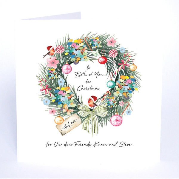 PERSONALISE FOR THEM… to Both of You for Christmas with Love for Our Dear Friends (Wreath)