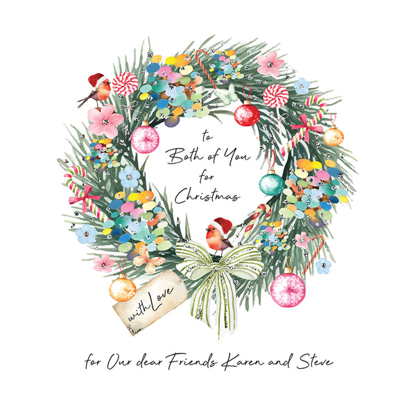 PERSONALISE FOR THEM… to Both of You for Christmas with Love for Our Dear Friends (Wreath)