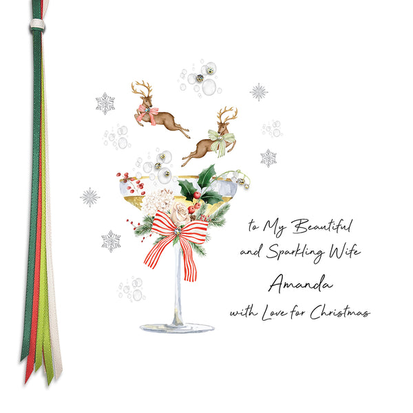 PERSONALISE FOR HER… to my Beautiful Sparkling Wife with Love for Christmas (Reindeer Coupe)