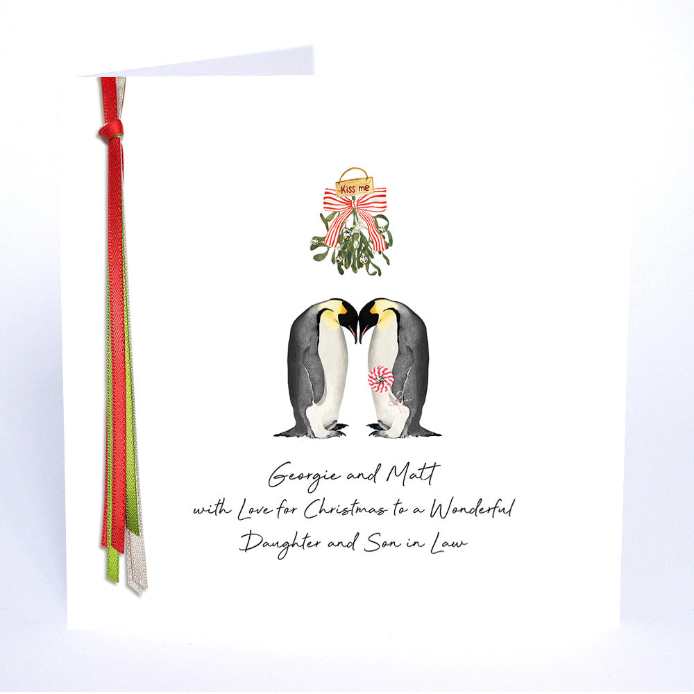 PERSONALISE FOR THEM… with Love for Christmas to a Wonderful Daughter and Son in Law (Penguins)