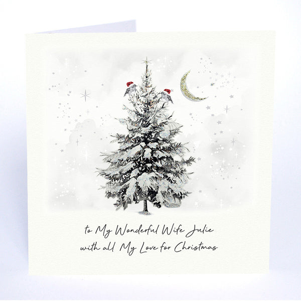 to My Wonderful Wife with All My Love for Christmas (Christmas Tree Robins)