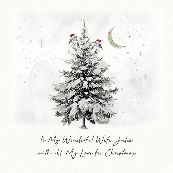 to My Wonderful Wife with All My Love for Christmas (Christmas Tree Robins)