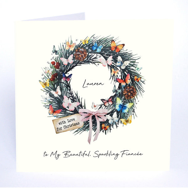 for Christmas and New Year to My Beautiful Sparkling Fiancée (Festive Wreath)