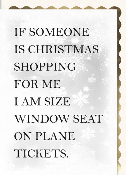 I am size Window Seat on Plane Tickets