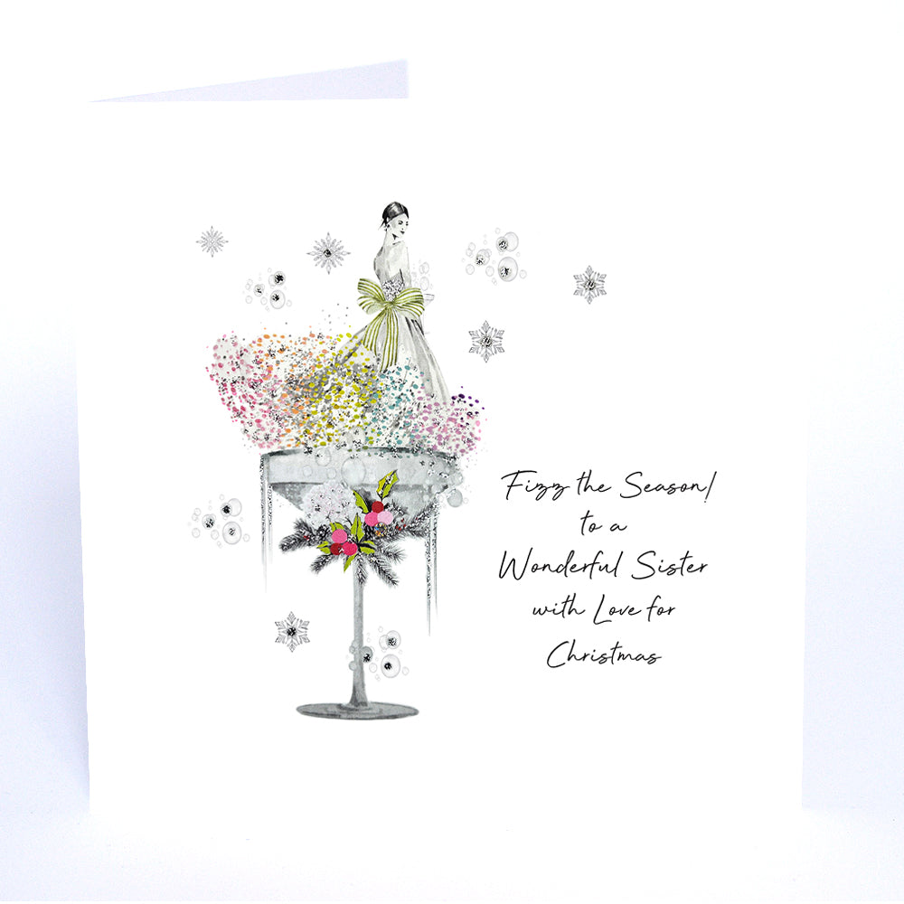 Fizz the Season! to a Wonderful Sister with Love for Christmas