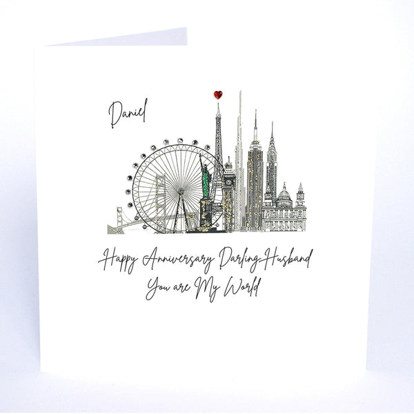 Happy Anniversary Darling Husband You are My World (World Monuments)