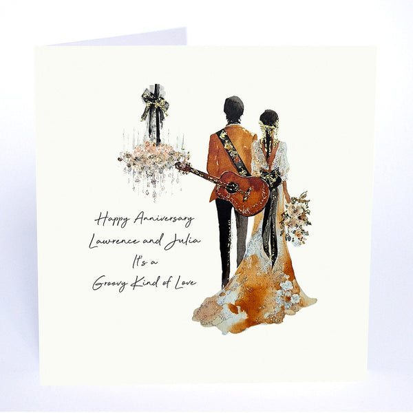 Happy Anniversary It's a Groovy Kind of Love (Couple Guitar Chandelier)