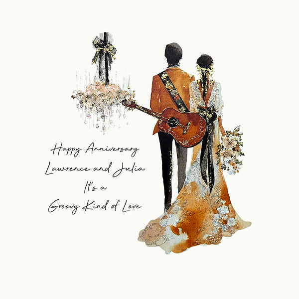 Happy Anniversary It's a Groovy Kind of Love (Couple Guitar Chandelier)