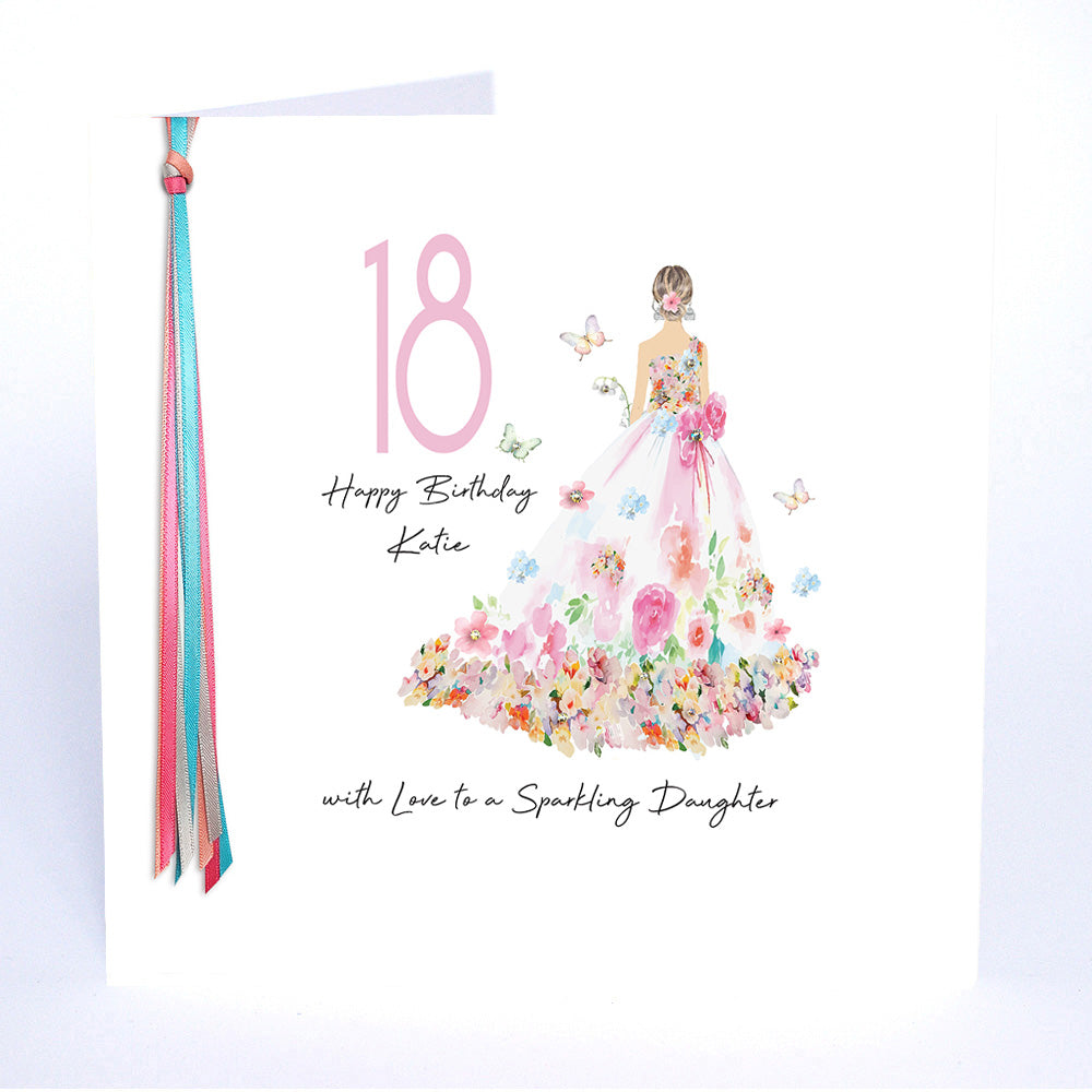 18 Happy Birthday with Love to a Sparkling Daughter (Flower Dress)