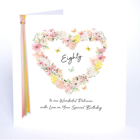 Eighty With Love on Your Special Birthday (Heart Wreath)
