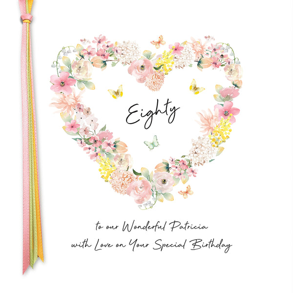 Eighty With Love on Your Special Birthday (Heart Wreath)