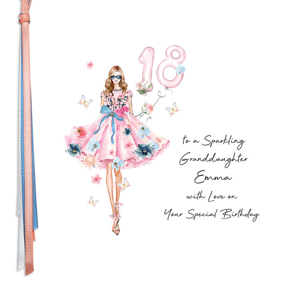 18 to a Sparkling Granddaughter with Love on Your Special Birthday (Lady Balloons)