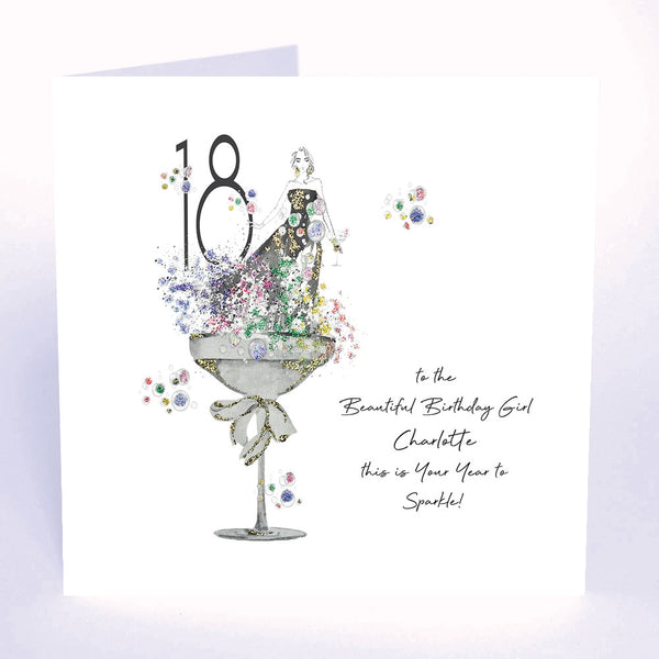 18 to the Beautiful Birthday Girl this is Your Year to Sparkle (Lady Coupe Bubbles)