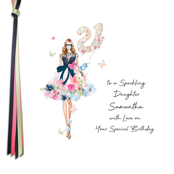 21 to a Sparkling Daughter with Love on Your Special Birthday (Lady Balloons)