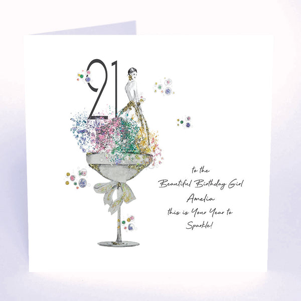 21 to the Beautiful Birthday Girl this is Your Year to Sparkle (Lady Coupe Bubbles)