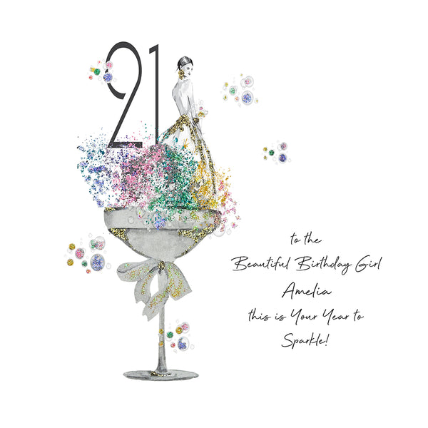 21 to the Beautiful Birthday Girl this is Your Year to Sparkle (Lady Coupe Bubbles)