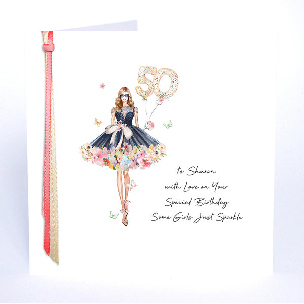 50 with Love on Your Special Birthday Some Girls Just Sparkle (Lady Balloons)