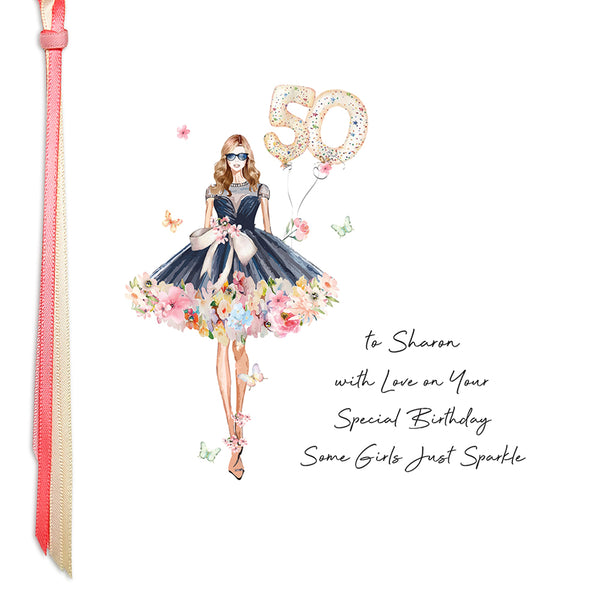 50 with Love on Your Special Birthday Some Girls Just Sparkle (Lady Balloons)
