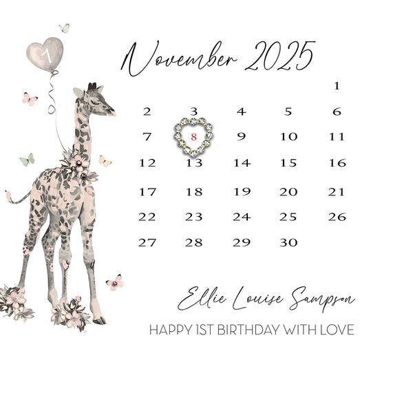 Happy Birthday Giraffe (Pink) (Calendar)