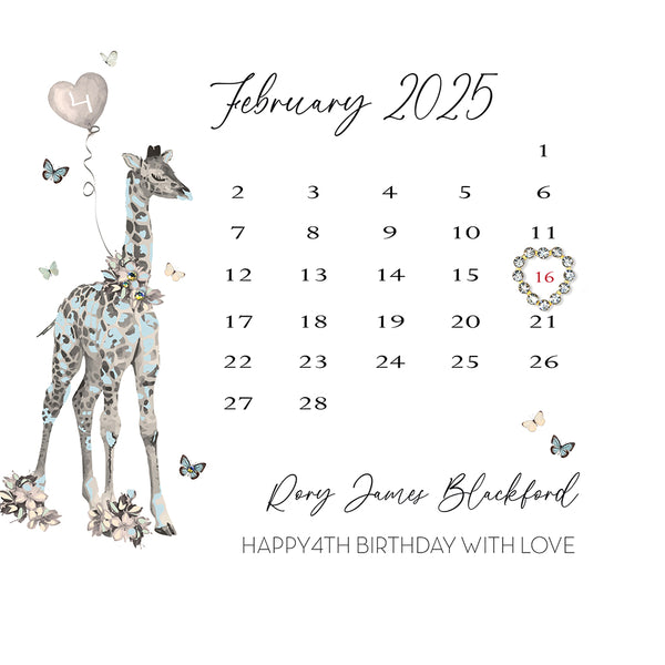 Happy Birthday Giraffe (Blue) (Calendar)