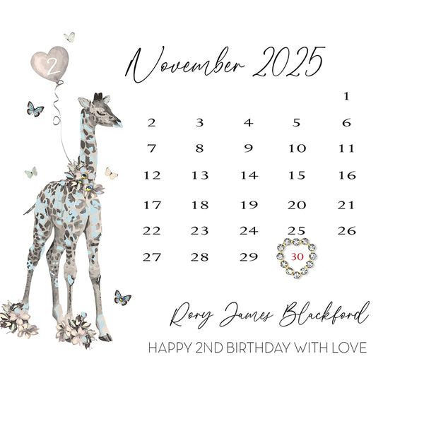 Happy Birthday Giraffe (Blue) (Calendar)