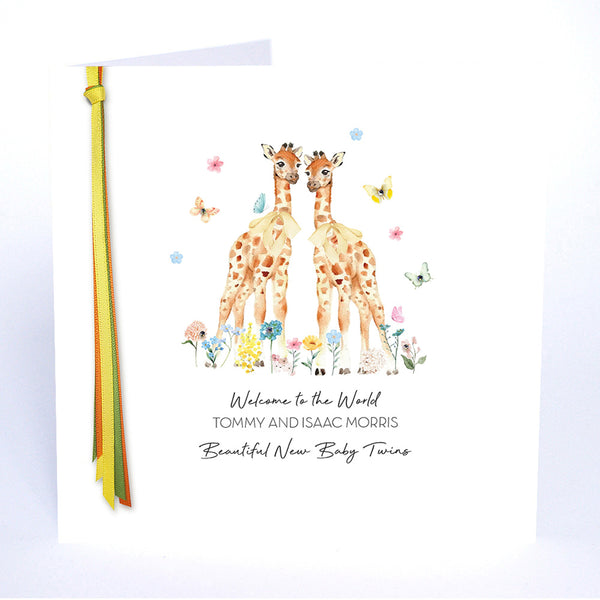 Welcome to the World Beautiful New Baby Twins (Giraffes)