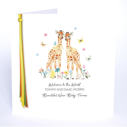 Welcome to the World Beautiful New Baby Twins (Giraffes)