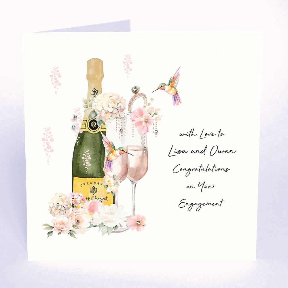 Personalised Engagement Card – For Daughter Or Son, Handmade Floral Design With Envelope (UK Seller)