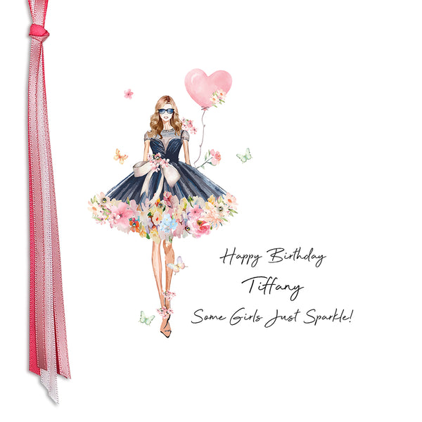 Happy Birthday Some Girls Just Sparkle (Lady Flower Dress)