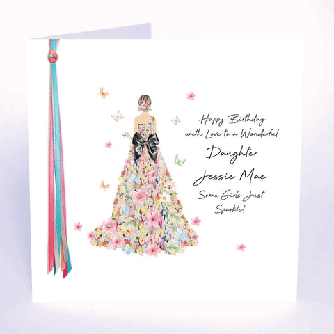 Happy Birthday with Love to a Wonderful Daughter Some Girls Just Sparkle (Flower Dress)