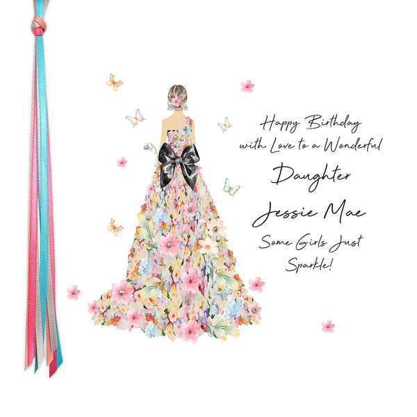 Happy Birthday with Love to a Wonderful Daughter Some Girls Just Sparkle (Flower Dress)