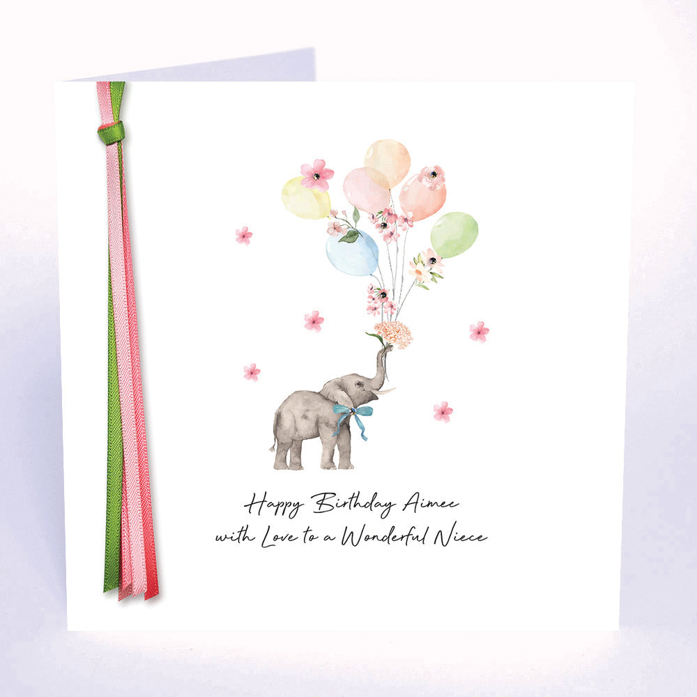 Happy Birthday with Love to a Wonderful Niece (Elephant Balloons)