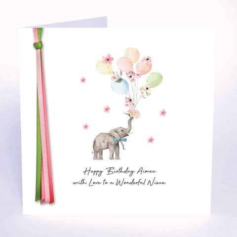 Happy Birthday with Love to a Wonderful Niece (Elephant Balloons)