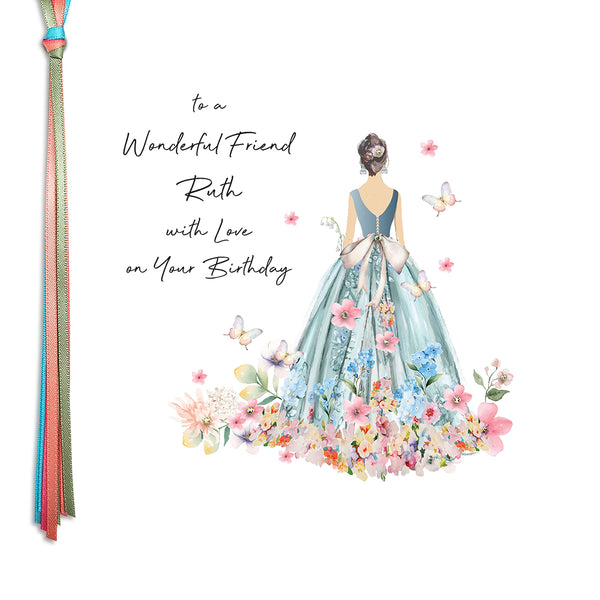 To a Wonderful Friend with Love on Your Birthday (Flower Dress)